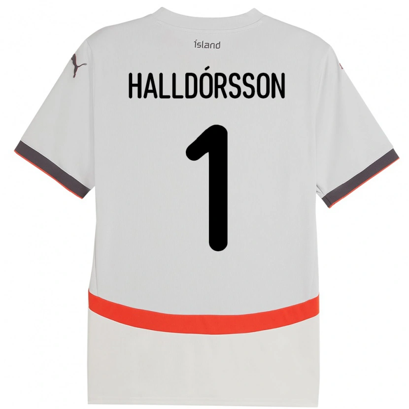 Danxen Mænd Island Elmar Ágúst Halldórsson #1 Hvid Udebane Spillertrøjer 24-26 Trøje T-Shirt