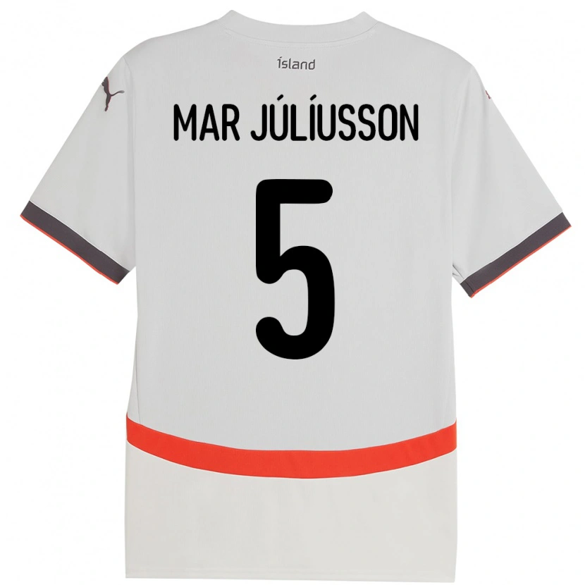 Danxen Mænd Island Júlíus Mar Júlíusson #5 Hvid Udebane Spillertrøjer 24-26 Trøje T-Shirt