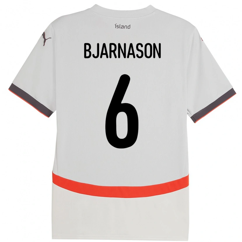 Danxen Mænd Island Jóhannes Kristinn Bjarnason #6 Hvid Udebane Spillertrøjer 24-26 Trøje T-Shirt