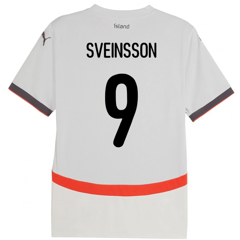 Danxen Mænd Island Rúnar Dadi Vatsndal Sveinsson #9 Hvid Udebane Spillertrøjer 24-26 Trøje T-Shirt