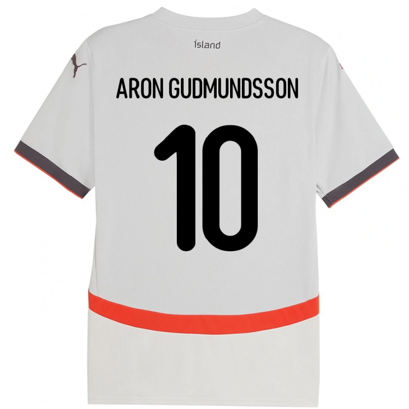 Danxen Mænd Island Eggert Aron Gudmundsson #10 Hvid Udebane Spillertrøjer 24-26 Trøje T-Shirt