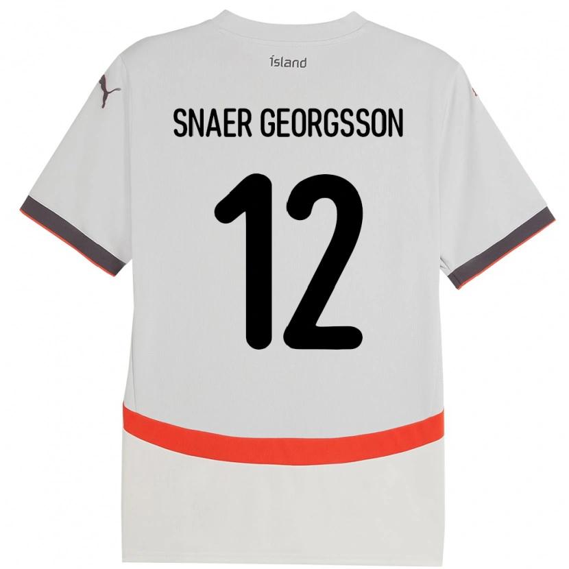 Danxen Mænd Island Halldór Snaer Georgsson #12 Hvid Udebane Spillertrøjer 24-26 Trøje T-Shirt