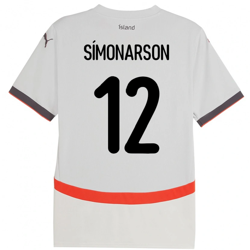 Danxen Mænd Island Jón Sölvi Símonarson #12 Hvid Udebane Spillertrøjer 24-26 Trøje T-Shirt