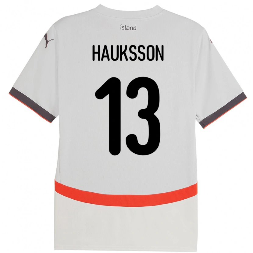 Danxen Mænd Island Bjarki Hauksson #13 Hvid Udebane Spillertrøjer 24-26 Trøje T-Shirt