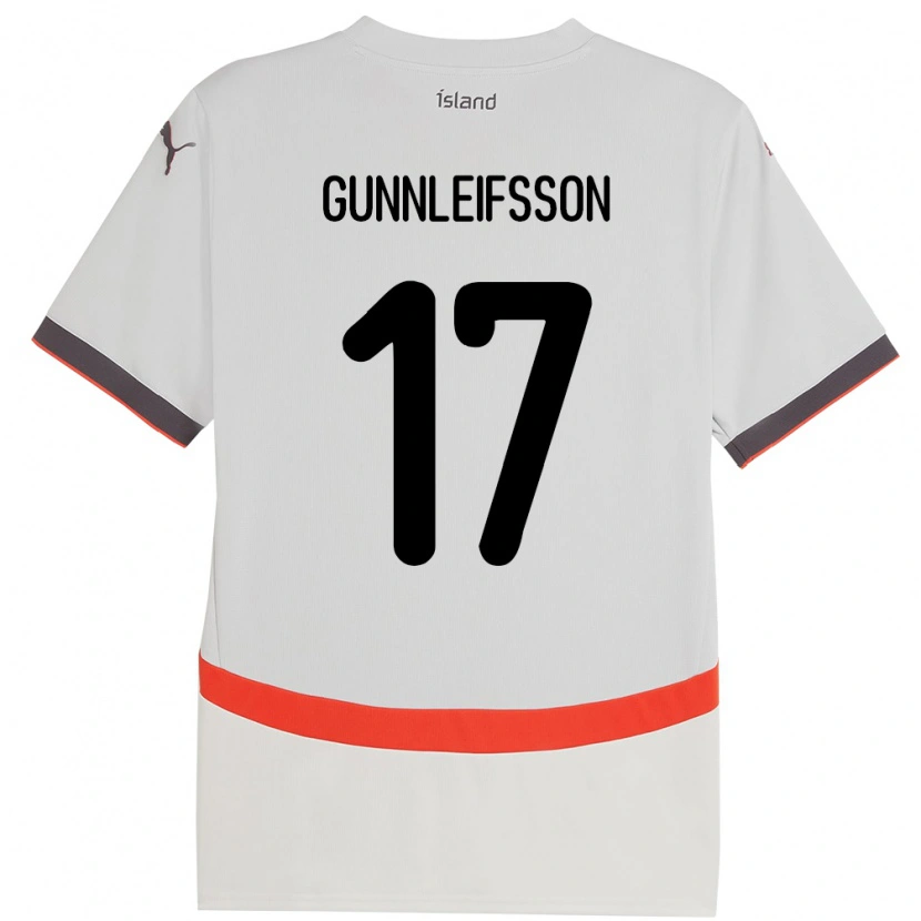 Danxen Mænd Island Gunnleifur Orri Gunnleifsson #17 Hvid Udebane Spillertrøjer 24-26 Trøje T-Shirt