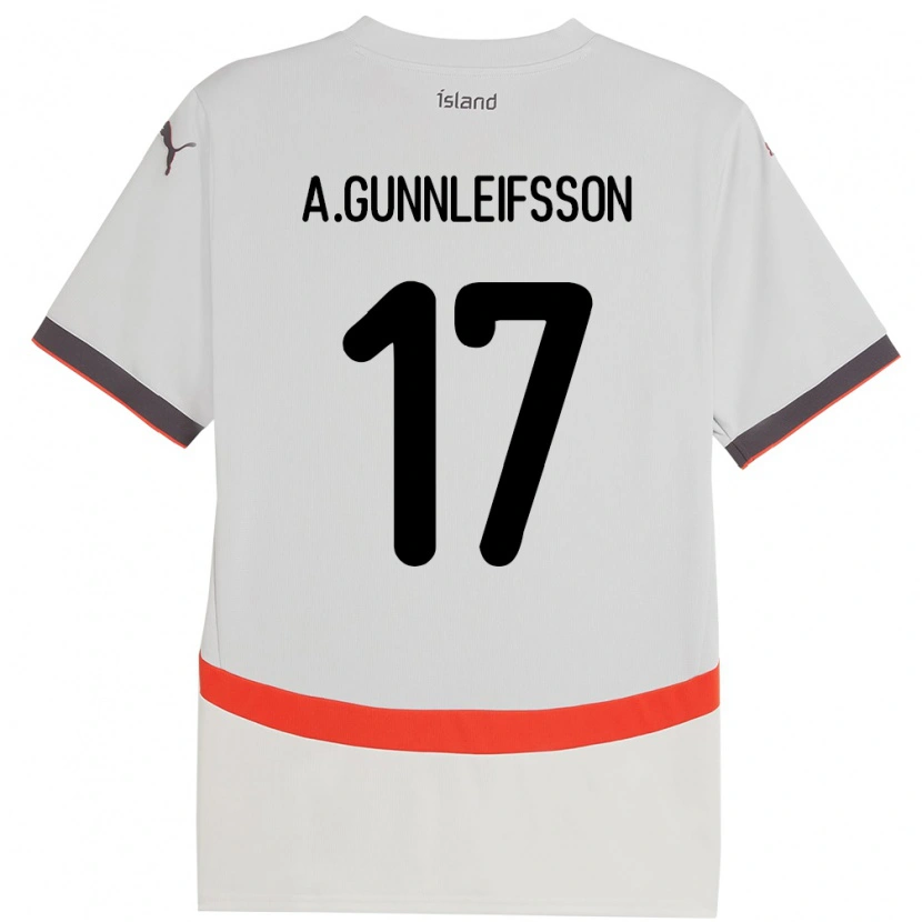 Danxen Mænd Island Arnar Bjarki Gunnleifsson #17 Hvid Udebane Spillertrøjer 24-26 Trøje T-Shirt