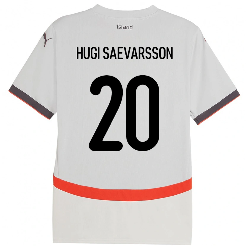 Danxen Mænd Island Róbert Hugi Saevarsson #20 Hvid Udebane Spillertrøjer 24-26 Trøje T-Shirt