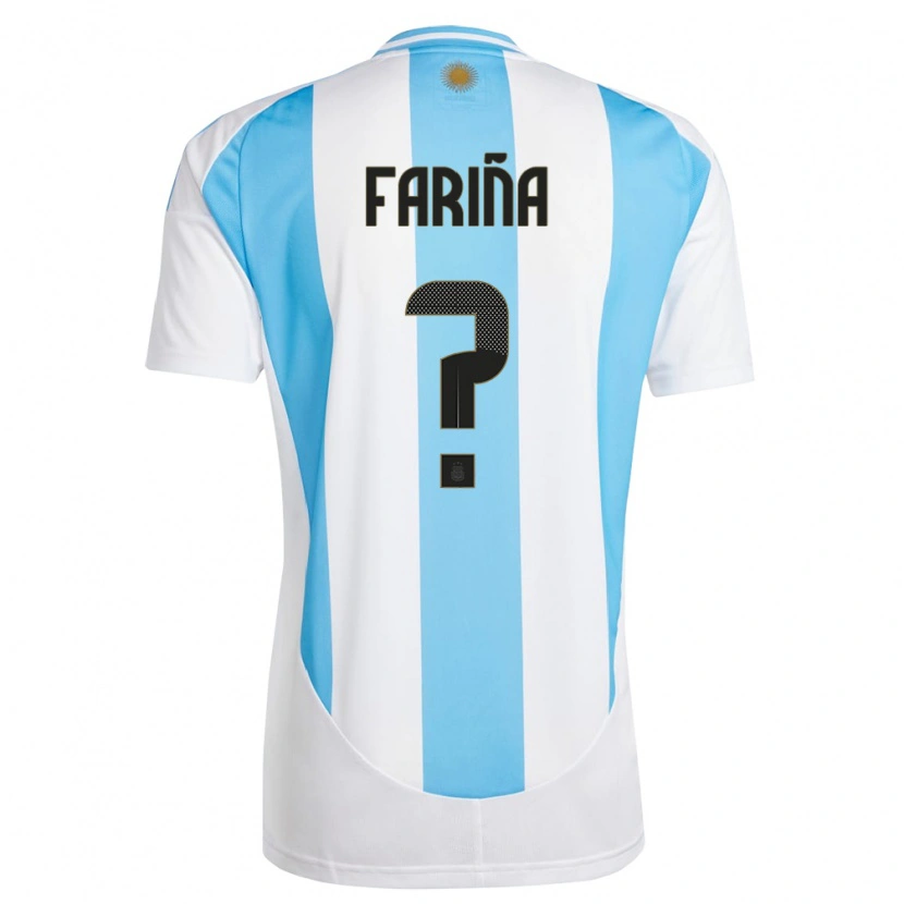 Danxen Kvinder Argentina Benjamín Fariña #0 Hvid Blå Hjemmebane Spillertrøjer 24-26 Trøje T-Shirt