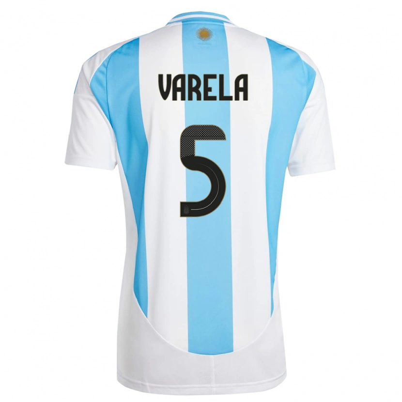 Danxen Kvinder Argentina Alan Varela #5 Hvid Blå Hjemmebane Spillertrøjer 24-26 Trøje T-Shirt