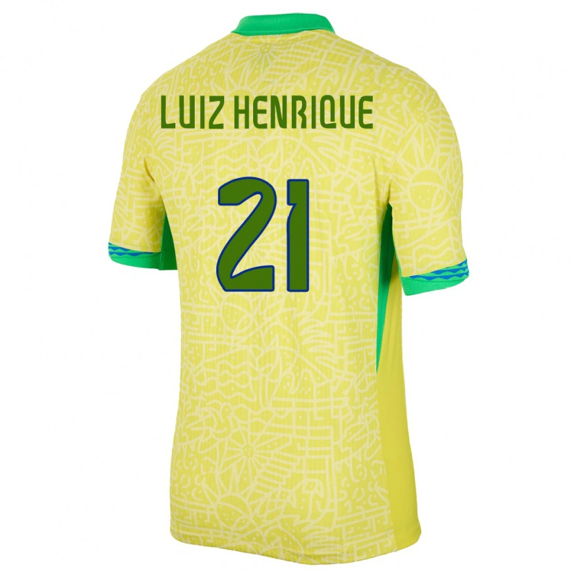 Danxen Kvinder Brasilien Luiz Henrique #21 Gul Hjemmebane Spillertrøjer 24-26 Trøje T-Shirt