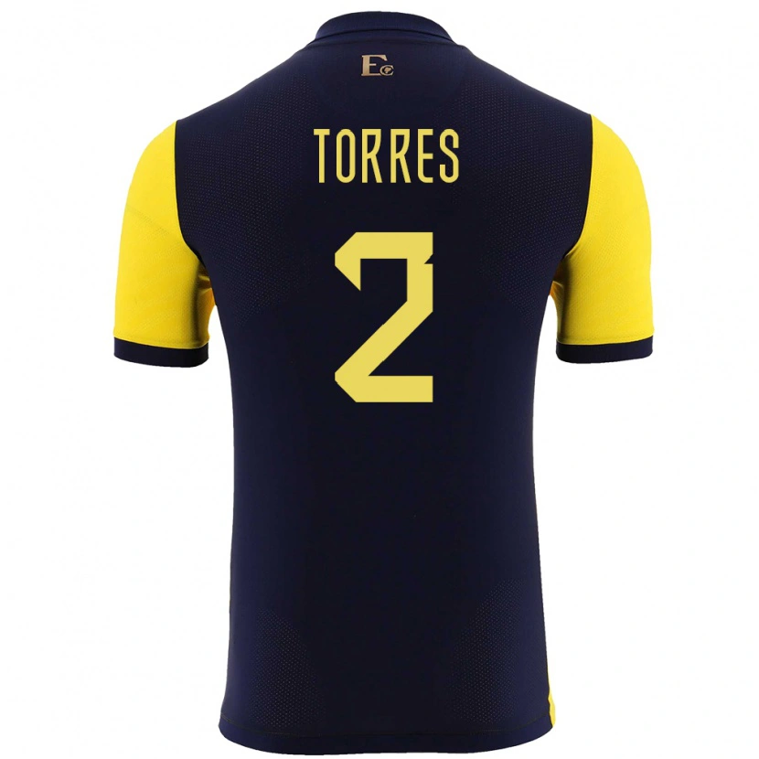 Danxen Kvinder Ecuador Félix Torres #2 Gul Hjemmebane Spillertrøjer 24-26 Trøje T-Shirt