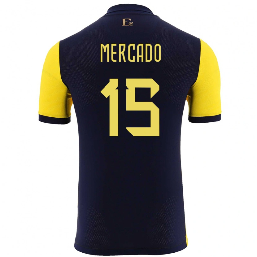 Danxen Kvinder Ecuador John Mercado #15 Gul Hjemmebane Spillertrøjer 24-26 Trøje T-Shirt