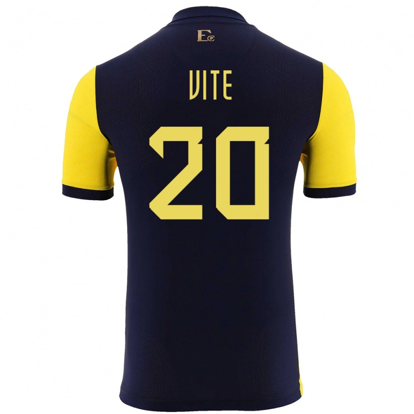 Danxen Kvinder Ecuador Pedro Vite #20 Gul Hjemmebane Spillertrøjer 24-26 Trøje T-Shirt