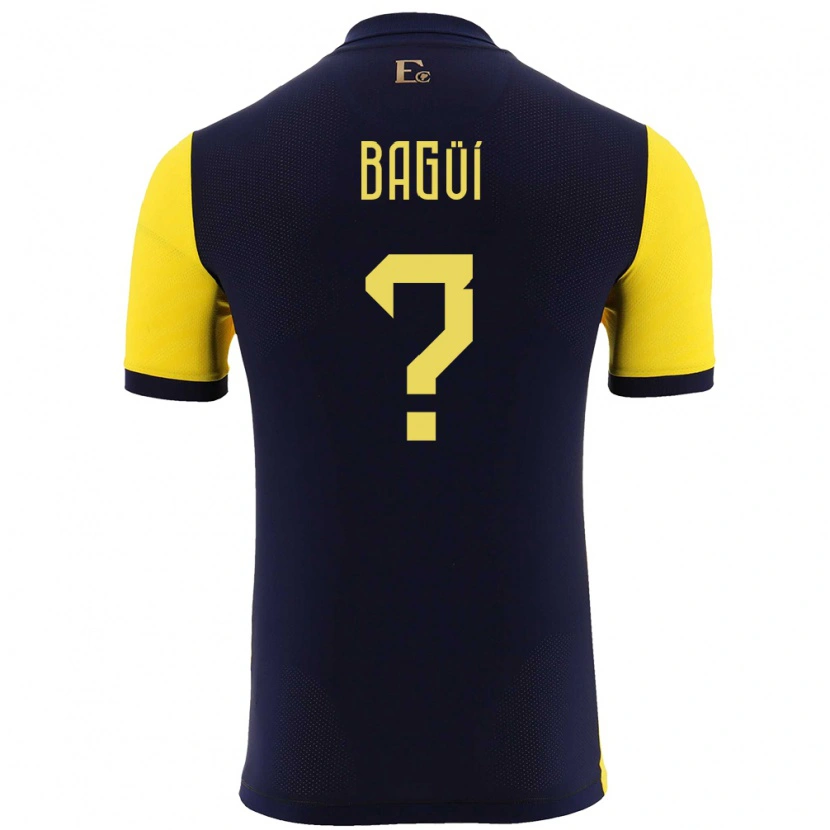 Danxen Kvinder Ecuador Diogo Bagüí #0 Gul Hjemmebane Spillertrøjer 24-26 Trøje T-Shirt