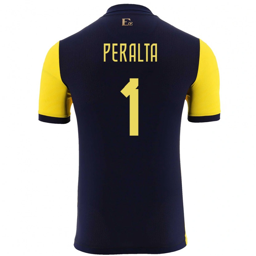 Danxen Kvinder Ecuador Miguel Peralta #1 Gul Hjemmebane Spillertrøjer 24-26 Trøje T-Shirt