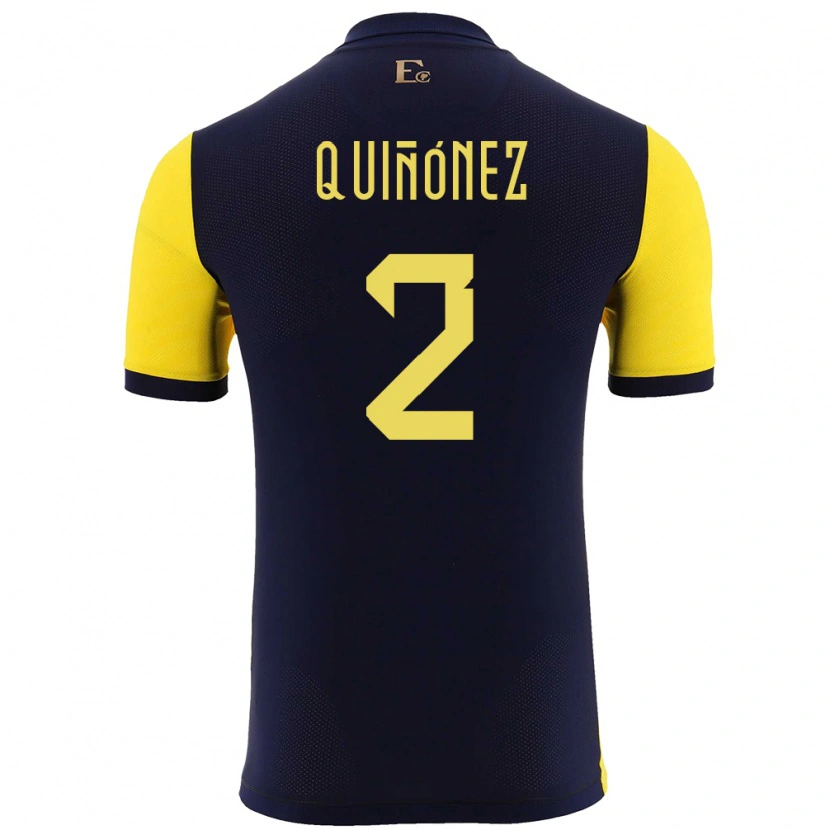 Danxen Kvinder Ecuador Óscar Quiñónez #2 Gul Hjemmebane Spillertrøjer 24-26 Trøje T-Shirt