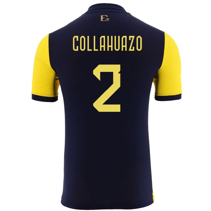 Danxen Kvinder Ecuador Jair Collahuazo #2 Gul Hjemmebane Spillertrøjer 24-26 Trøje T-Shirt