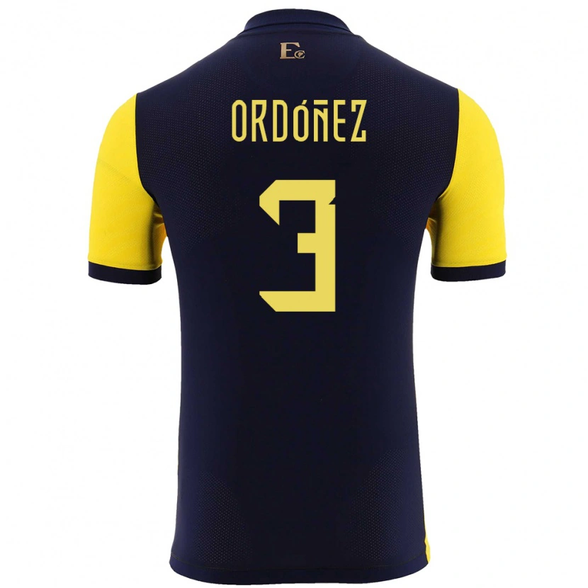 Danxen Kvinder Ecuador Deinner Ordóñez #3 Gul Hjemmebane Spillertrøjer 24-26 Trøje T-Shirt