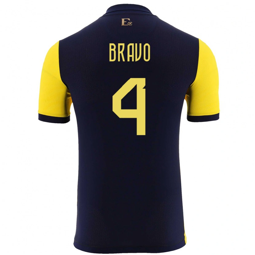 Danxen Kvinder Ecuador Jhon Bravo #4 Gul Hjemmebane Spillertrøjer 24-26 Trøje T-Shirt