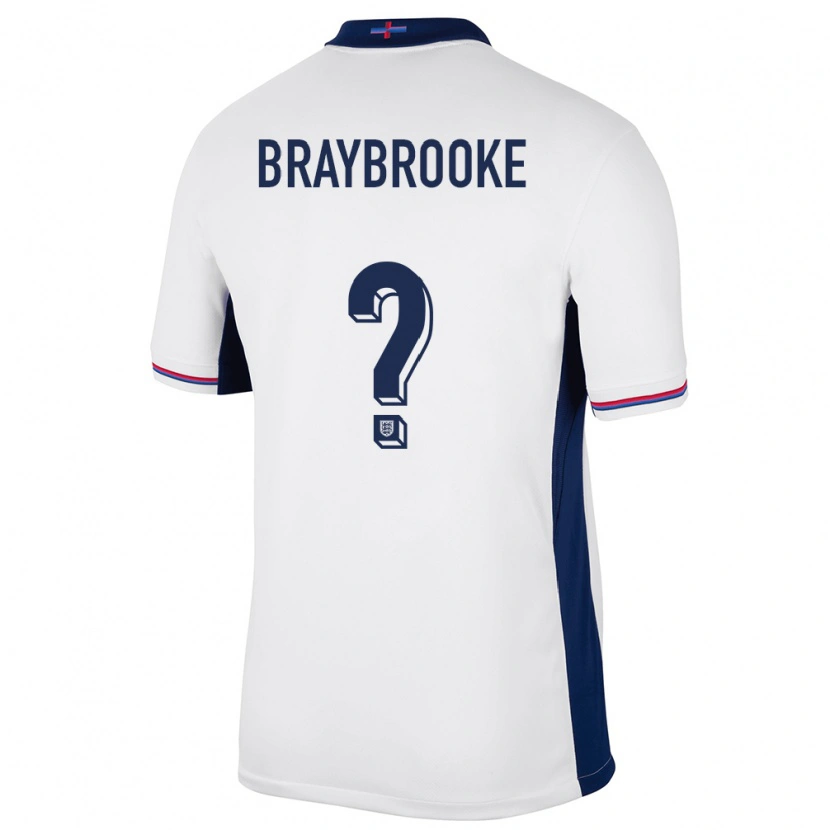 Danxen Kvinder England Sammy Braybrooke #0 Hvid Hjemmebane Spillertrøjer 24-26 Trøje T-Shirt