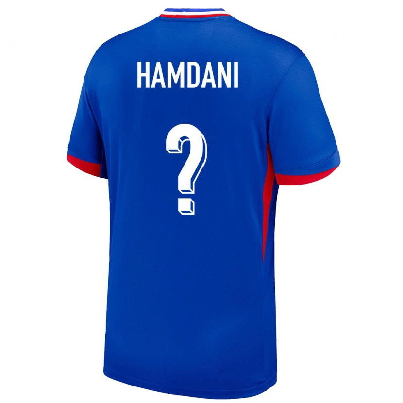 Danxen Kvinder Frankrig Adil Hamdani #0 Blå Hjemmebane Spillertrøjer 24-26 Trøje T-Shirt