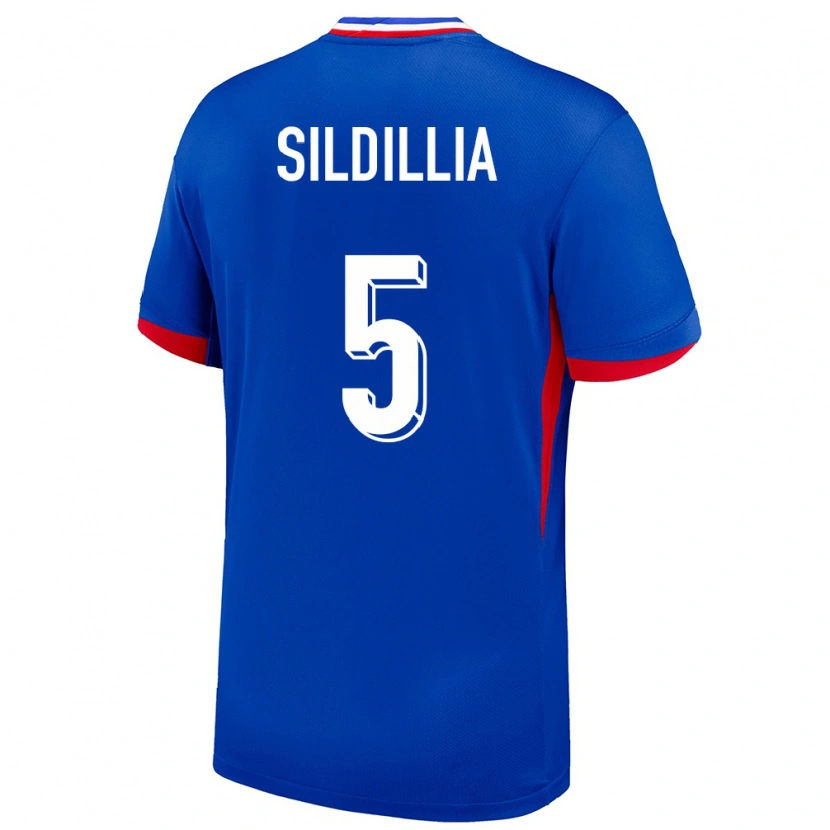 Danxen Kvinder Frankrig Kiliann Sildillia #5 Blå Hjemmebane Spillertrøjer 24-26 Trøje T-Shirt