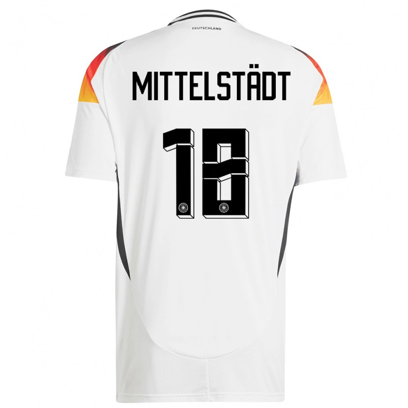 Danxen Kvinder Tyskland Maximilian Mittelstädt #18 Hvid Hjemmebane Spillertrøjer 24-26 Trøje T-Shirt