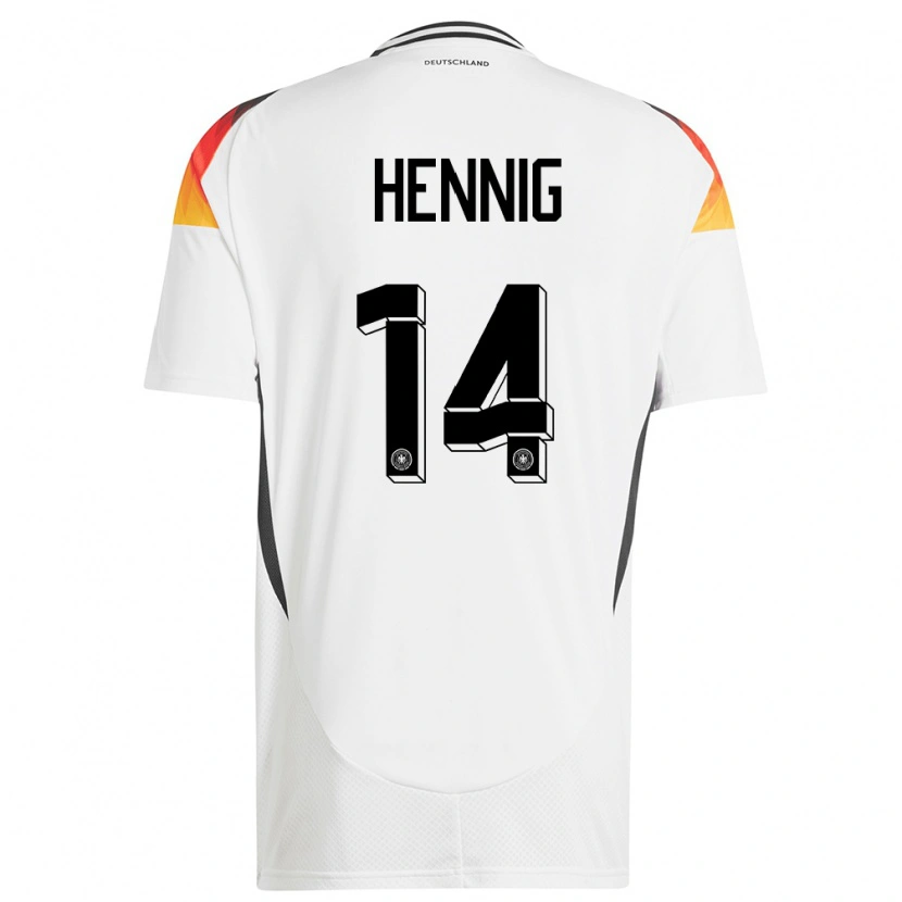 Danxen Kvinder Tyskland Maximilian Hennig #14 Hvid Hjemmebane Spillertrøjer 24-26 Trøje T-Shirt