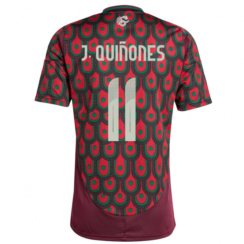 Danxen Kvinder Mexico Julián Quiñones #11 Rødbrun Hjemmebane Spillertrøjer 24-26 Trøje T-Shirt