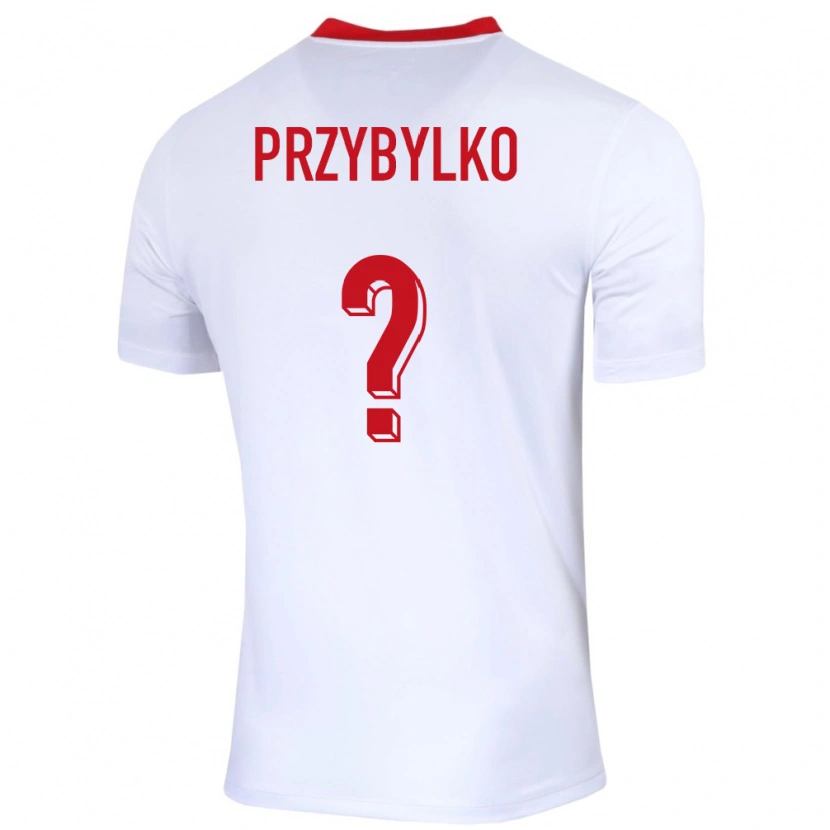 Danxen Kvinder Polen Kacper Przybylko #0 Hvid Hjemmebane Spillertrøjer 24-26 Trøje T-Shirt