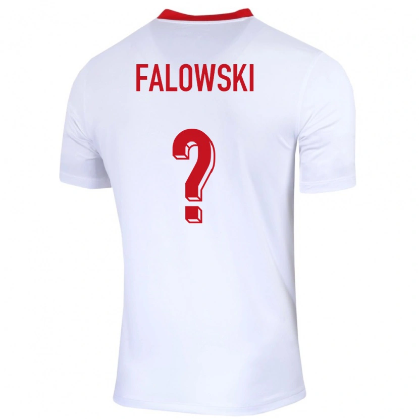 Danxen Kvinder Polen Krzysztof Falowski #0 Hvid Hjemmebane Spillertrøjer 24-26 Trøje T-Shirt