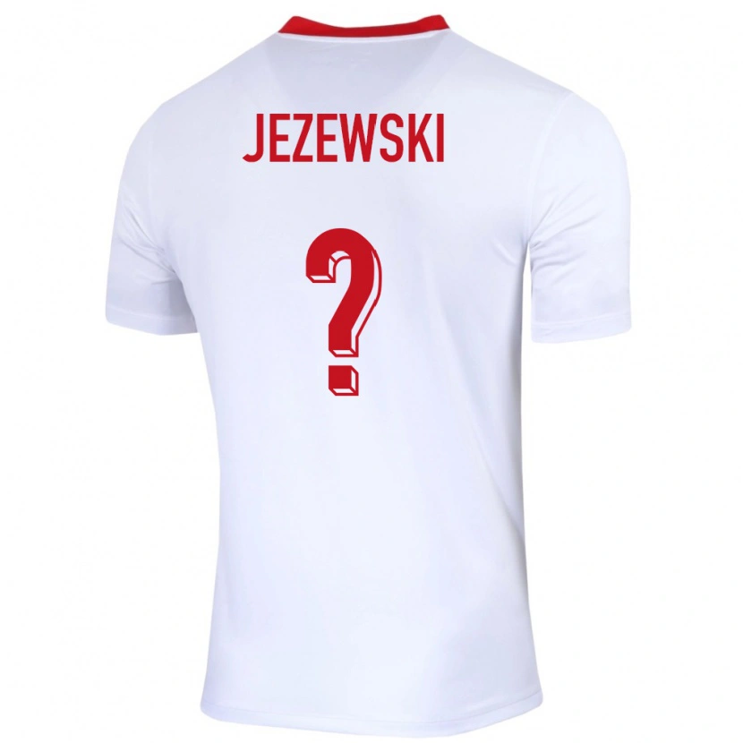 Danxen Kvinder Polen Ksawery Jezewski #0 Hvid Hjemmebane Spillertrøjer 24-26 Trøje T-Shirt