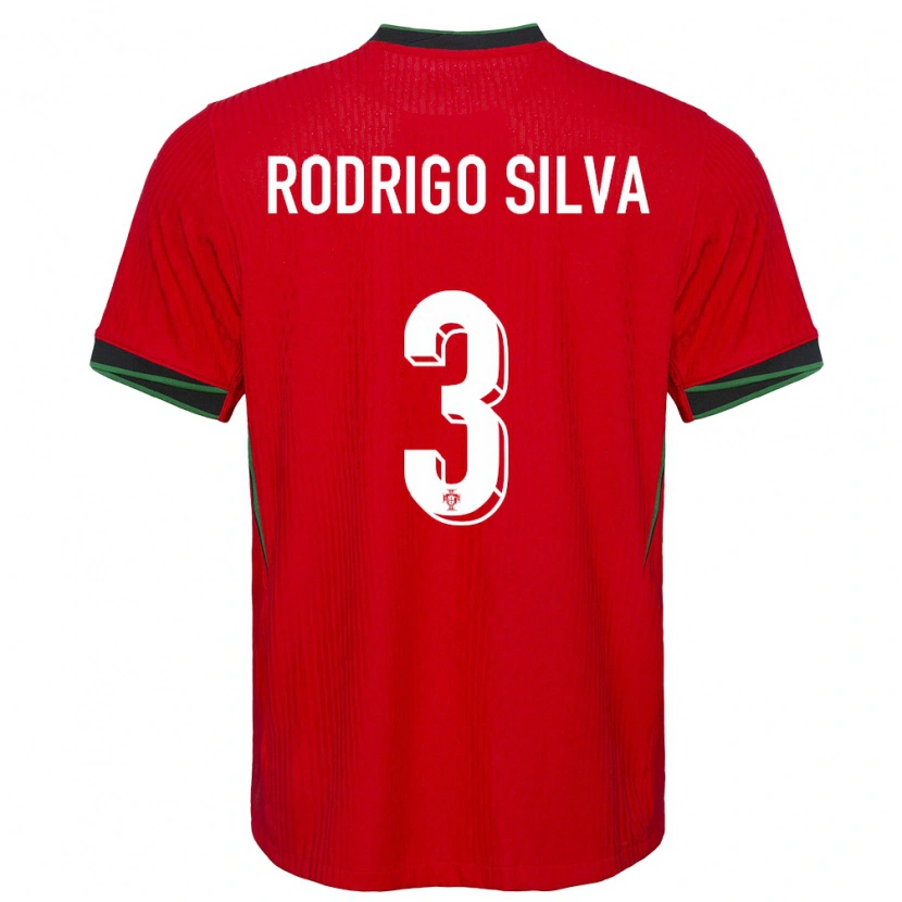 Danxen Kvinder Portugal Rodrigo Silva #3 Rød Hjemmebane Spillertrøjer 24-26 Trøje T-Shirt