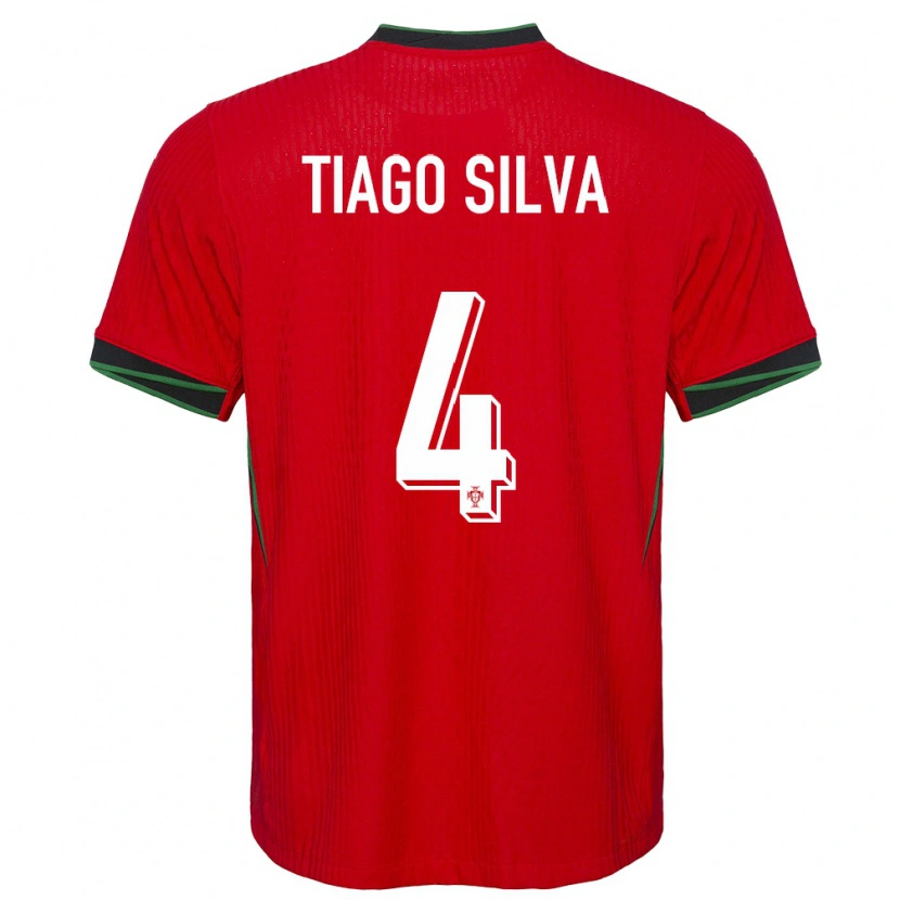 Danxen Kvinder Portugal Tiago Silva #4 Rød Hjemmebane Spillertrøjer 24-26 Trøje T-Shirt