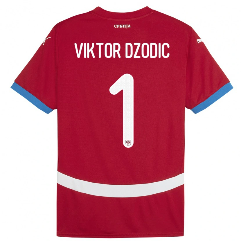 Danxen Kvinder Serbien Viktor Dzodic #1 Rød Hjemmebane Spillertrøjer 24-26 Trøje T-Shirt