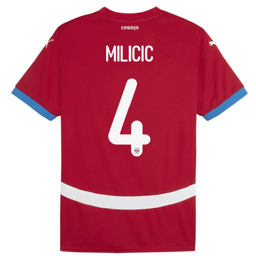 Danxen Kvinder Serbien Nikola Milicic #4 Rød Hjemmebane Spillertrøjer 24-26 Trøje T-Shirt