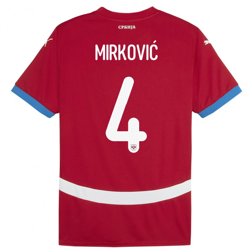 Danxen Kvinder Serbien Nemanja Mirković #4 Rød Hjemmebane Spillertrøjer 24-26 Trøje T-Shirt