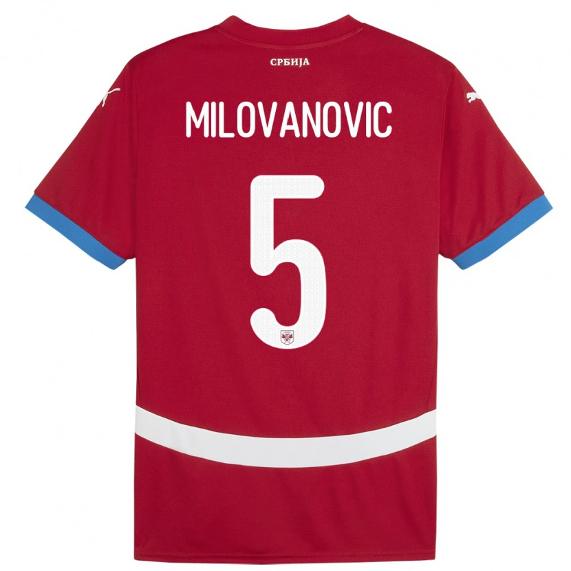 Danxen Kvinder Serbien Mateja Milovanovic #5 Rød Hjemmebane Spillertrøjer 24-26 Trøje T-Shirt