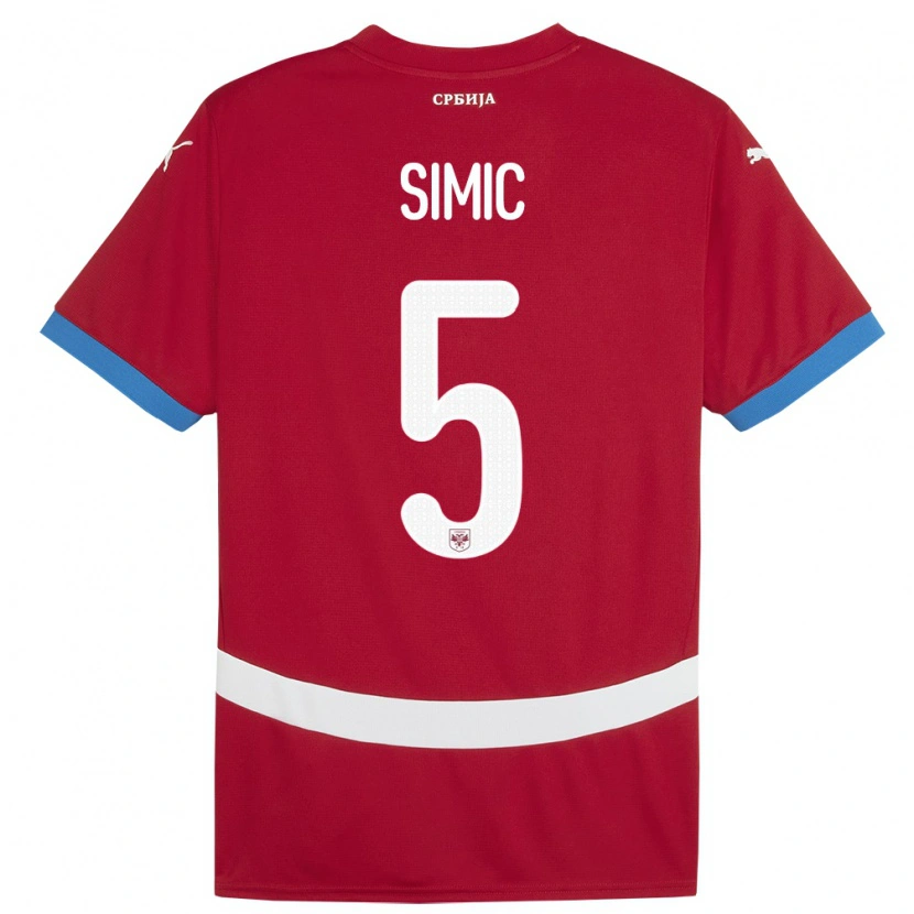 Danxen Kvinder Serbien Nikola Simic #5 Rød Hjemmebane Spillertrøjer 24-26 Trøje T-Shirt