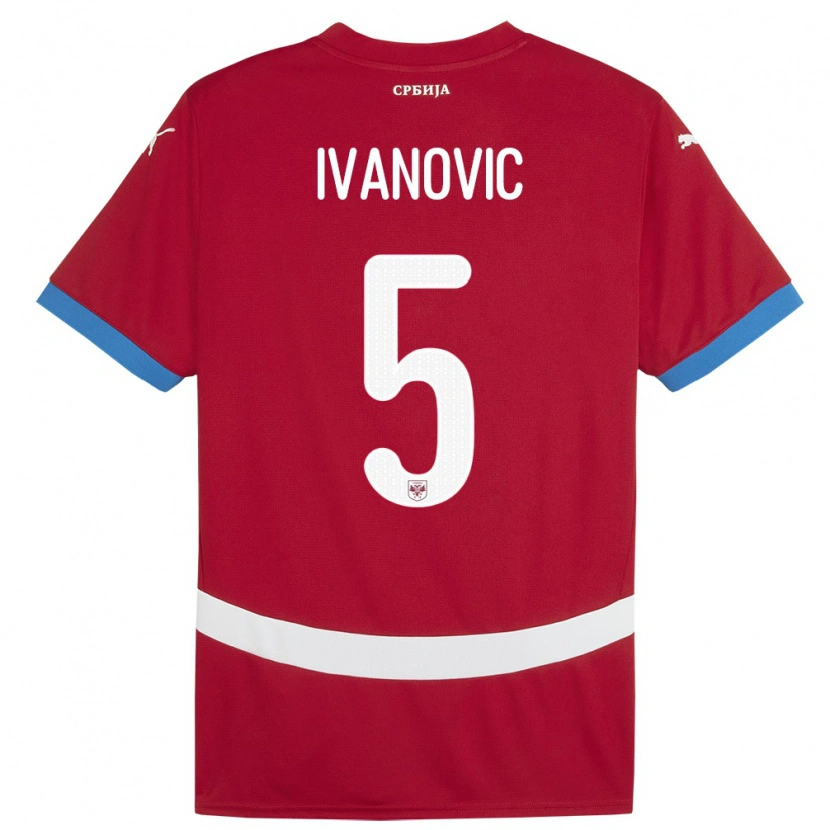 Danxen Kvinder Serbien Mijat Ivanovic #5 Rød Hjemmebane Spillertrøjer 24-26 Trøje T-Shirt