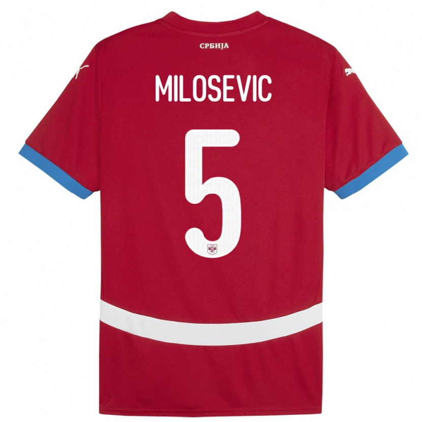 Danxen Kvinder Serbien Jovan Milosevic #5 Rød Hjemmebane Spillertrøjer 24-26 Trøje T-Shirt