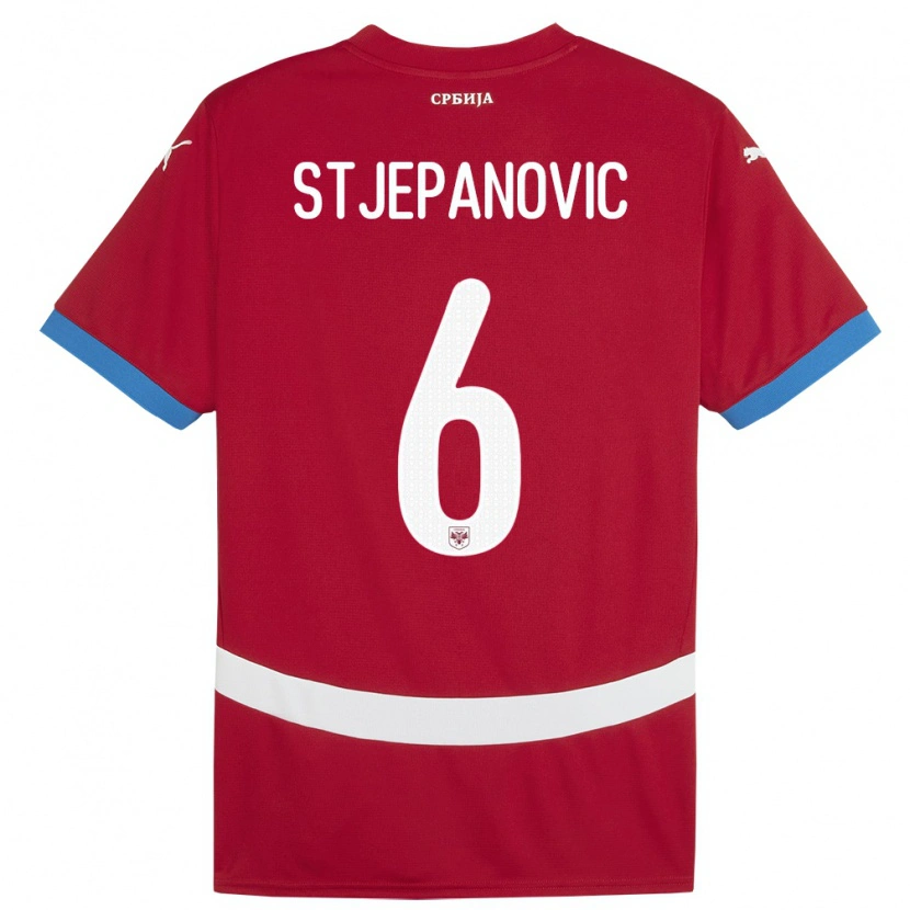 Danxen Kvinder Serbien Mateja Stjepanovic #6 Rød Hjemmebane Spillertrøjer 24-26 Trøje T-Shirt