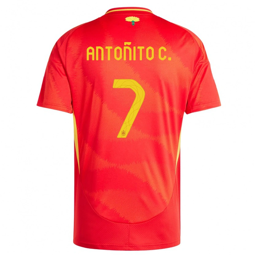 Danxen Kvinder Spanien Antoñito Cordero #7 Rød Hjemmebane Spillertrøjer 24-26 Trøje T-Shirt