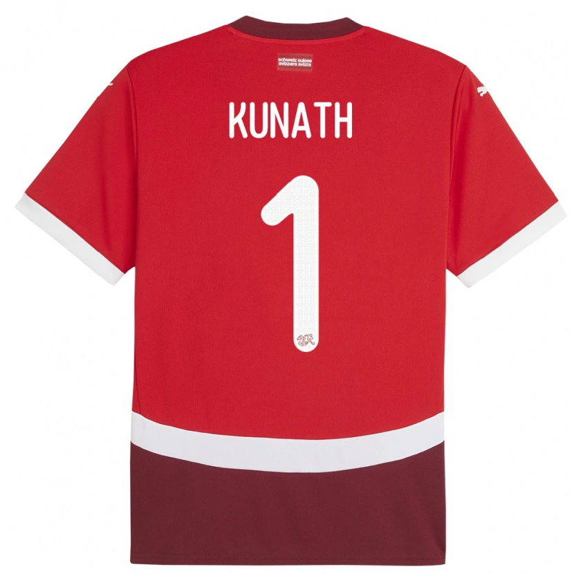 Danxen Kvinder Schweiz Lucas Kunath #1 Rød Hjemmebane Spillertrøjer 24-26 Trøje T-Shirt