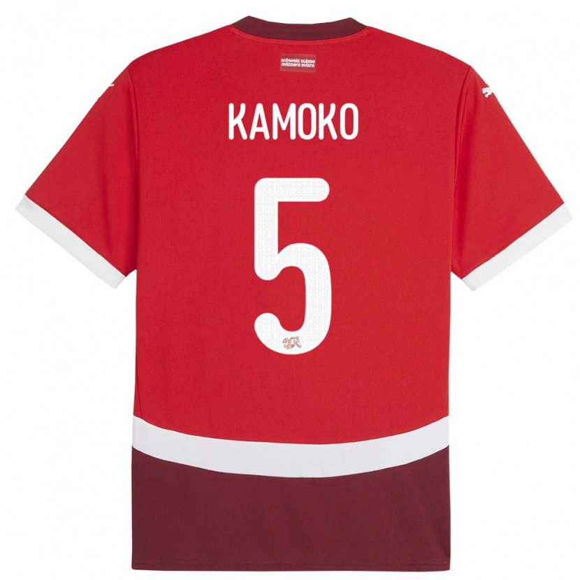 Danxen Kvinder Schweiz Elohim Kamoko #5 Rød Hjemmebane Spillertrøjer 24-26 Trøje T-Shirt