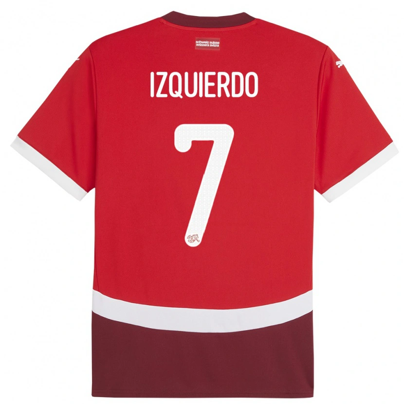 Danxen Kvinder Schweiz Ivan Izquierdo #7 Rød Hjemmebane Spillertrøjer 24-26 Trøje T-Shirt