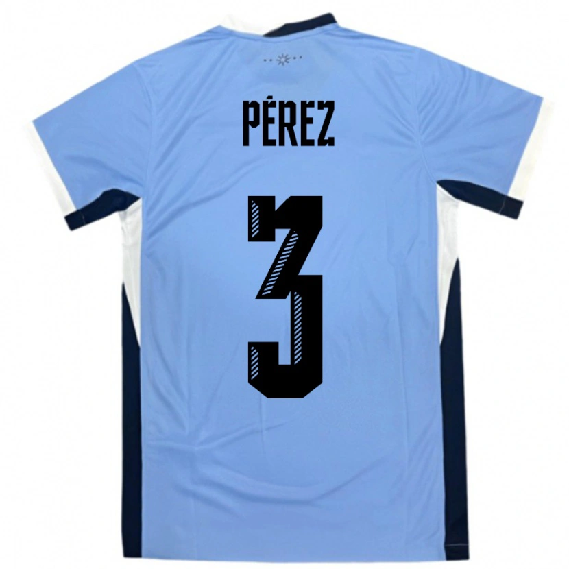 Danxen Kvinder Uruguay Nicolás Pérez #3 Hvid Sort Hjemmebane Spillertrøjer 24-26 Trøje T-Shirt