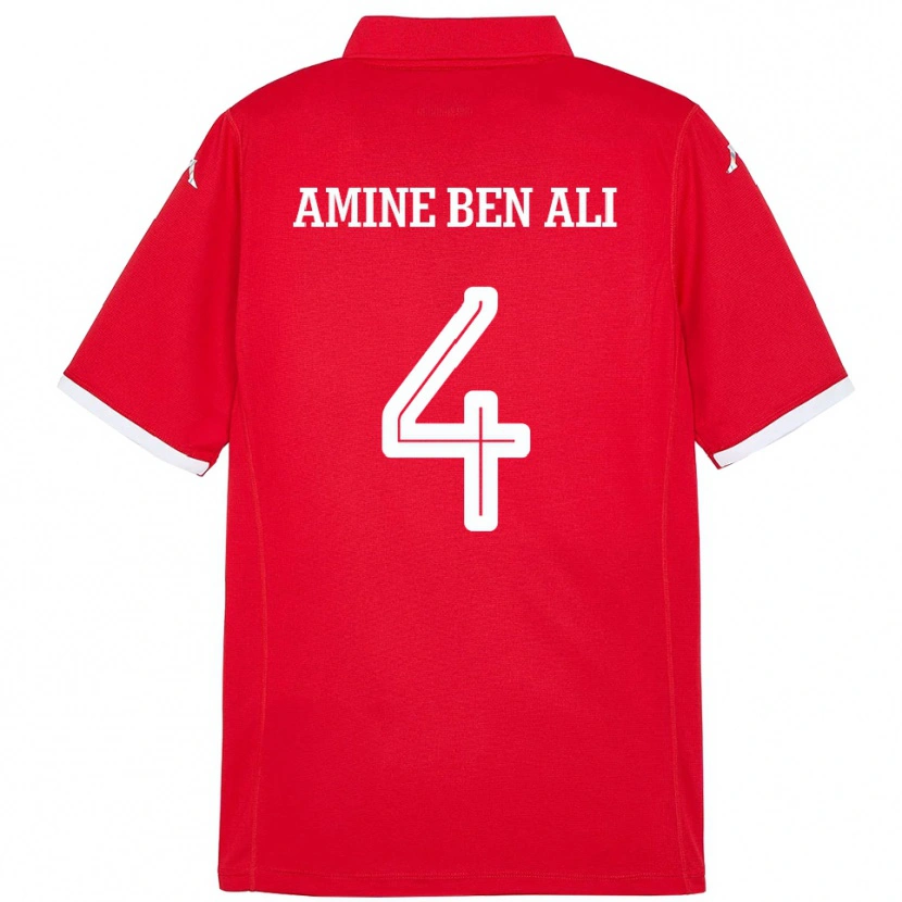 Danxen Kvinder Tunesien Mohamed Amine Ben Ali #4 Rød Hjemmebane Spillertrøjer 24-26 Trøje T-Shirt