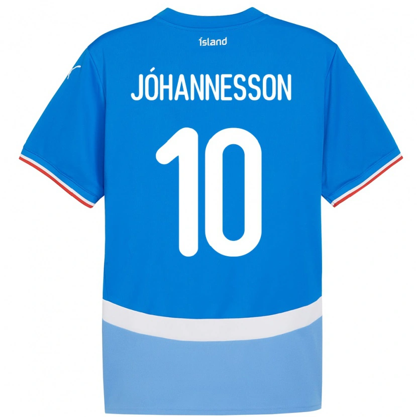 Danxen Kvinder Island Ísak Jóhannesson #10 Blå Hjemmebane Spillertrøjer 24-26 Trøje T-Shirt