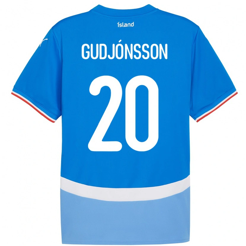 Danxen Kvinder Island Alexander Máni Gudjónsson #20 Blå Hjemmebane Spillertrøjer 24-26 Trøje T-Shirt